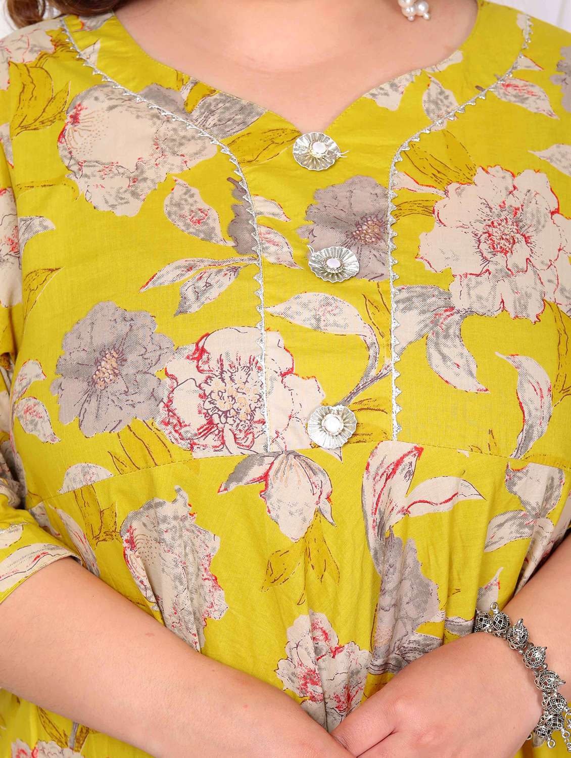 women printed three quarter sleeve anarkali kurta - 22285526 -  Standard Image - 3