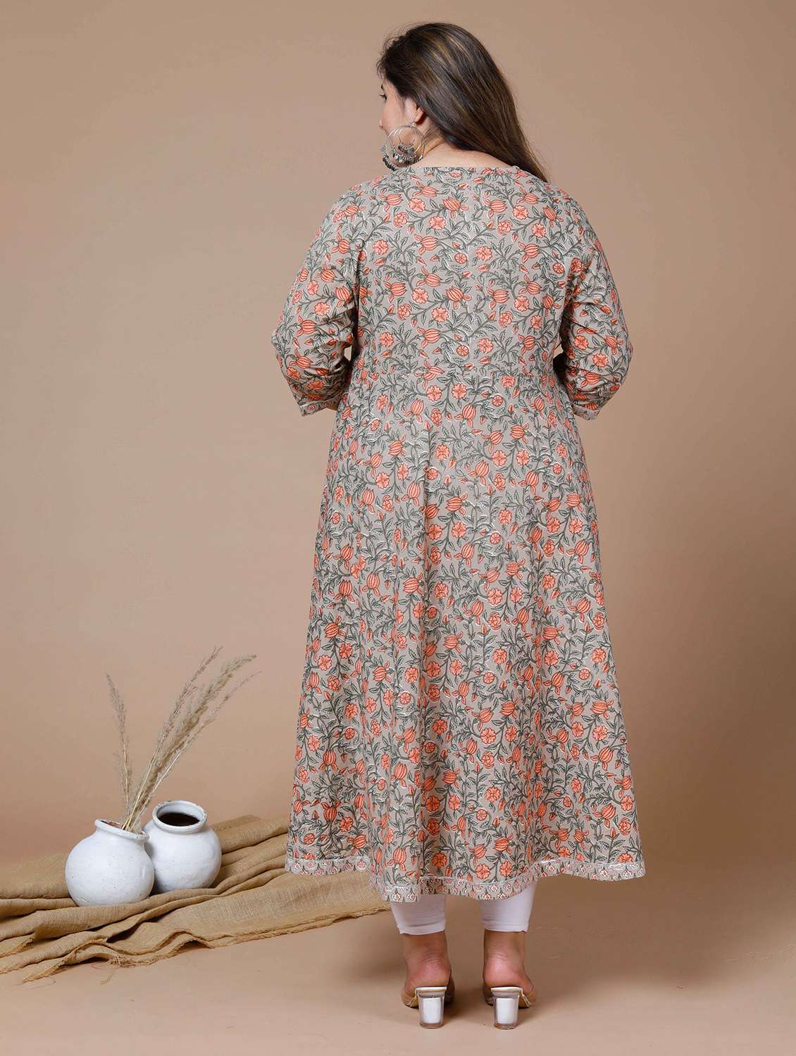 women printed three quarter sleeve anarkali kurta - 22285529 -  Standard Image - 3