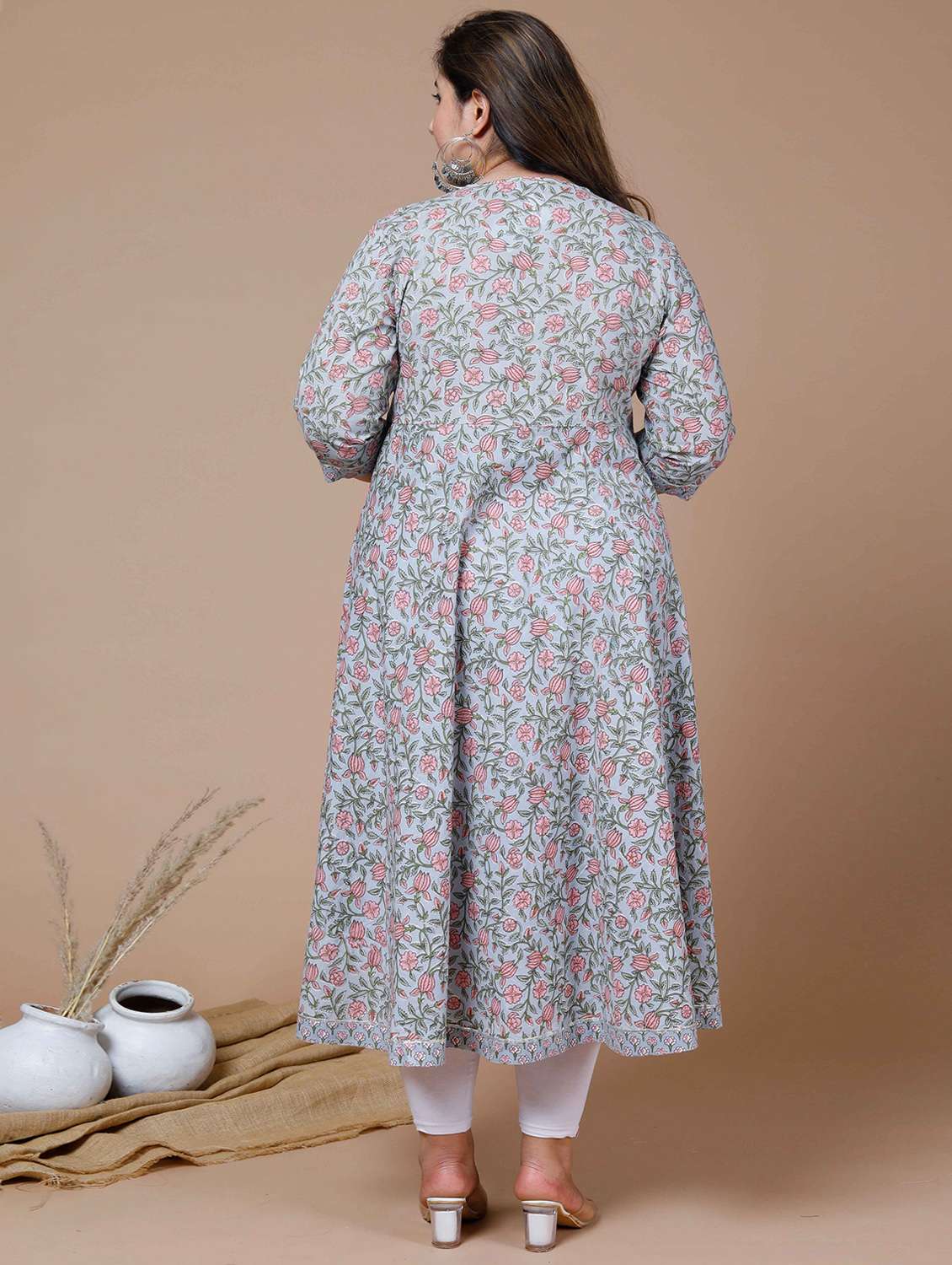 women printed three quarter sleeve anarkali kurta - 22285530 -  Standard Image - 3