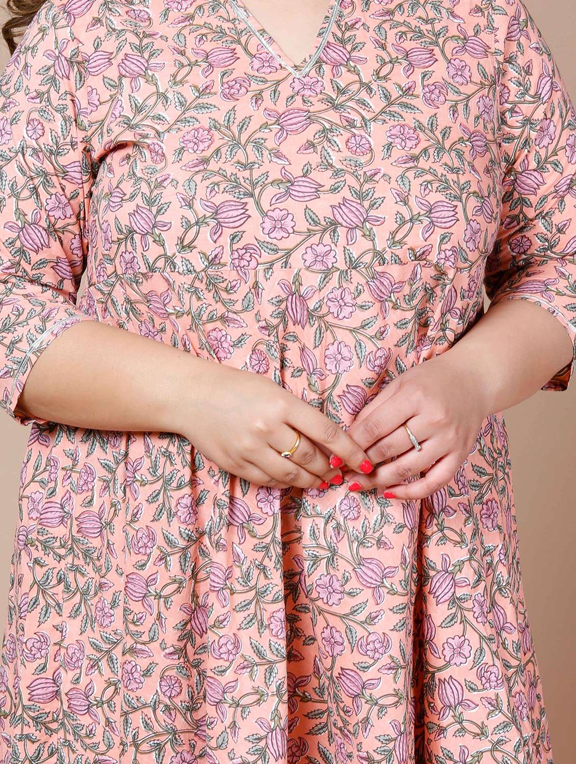 women printed three quarter sleeve anarkali kurta - 22285532 -  Standard Image - 5