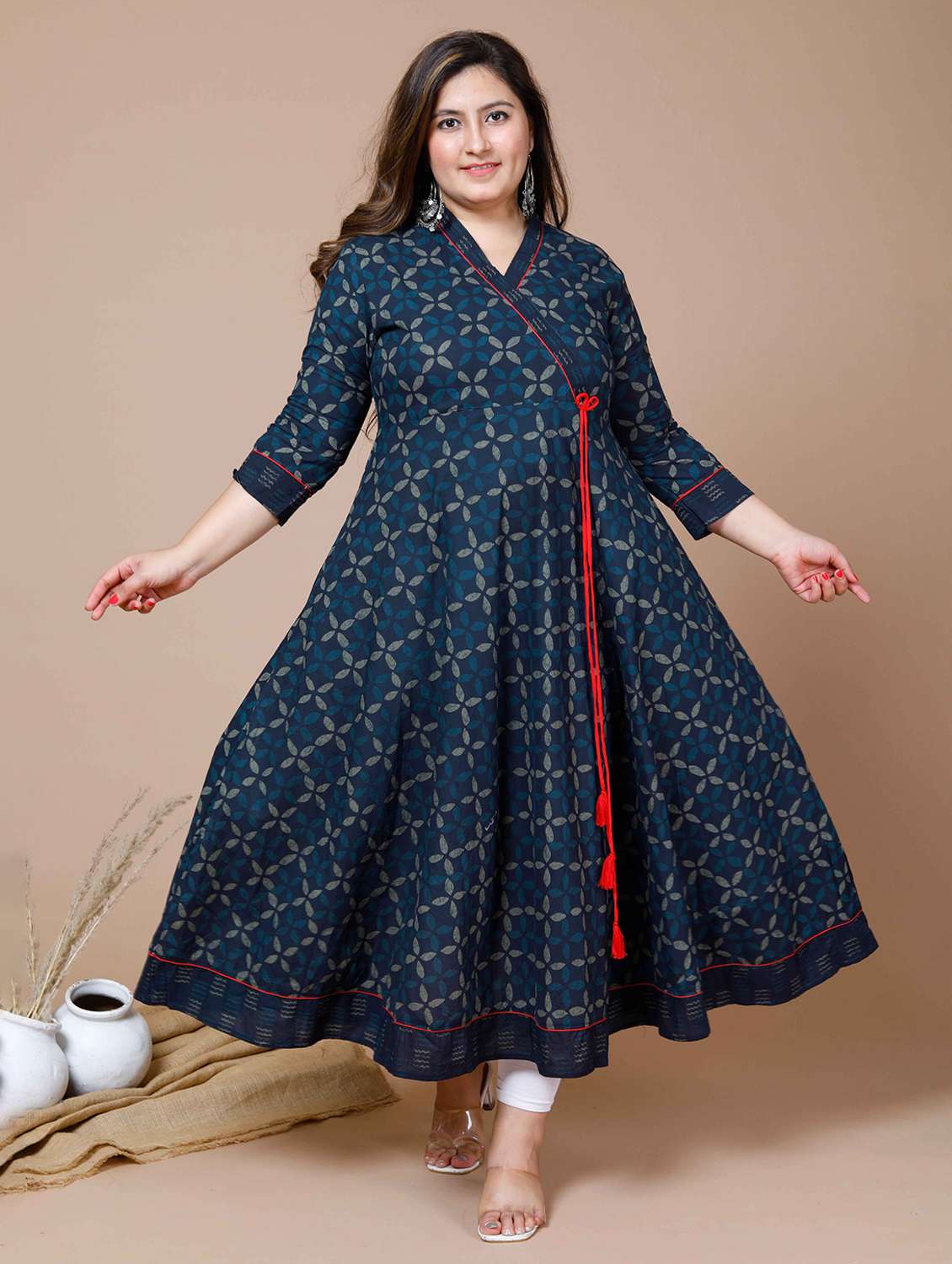 women printed three quarter sleeve kurta - 22285533 -  Standard Image - 3
