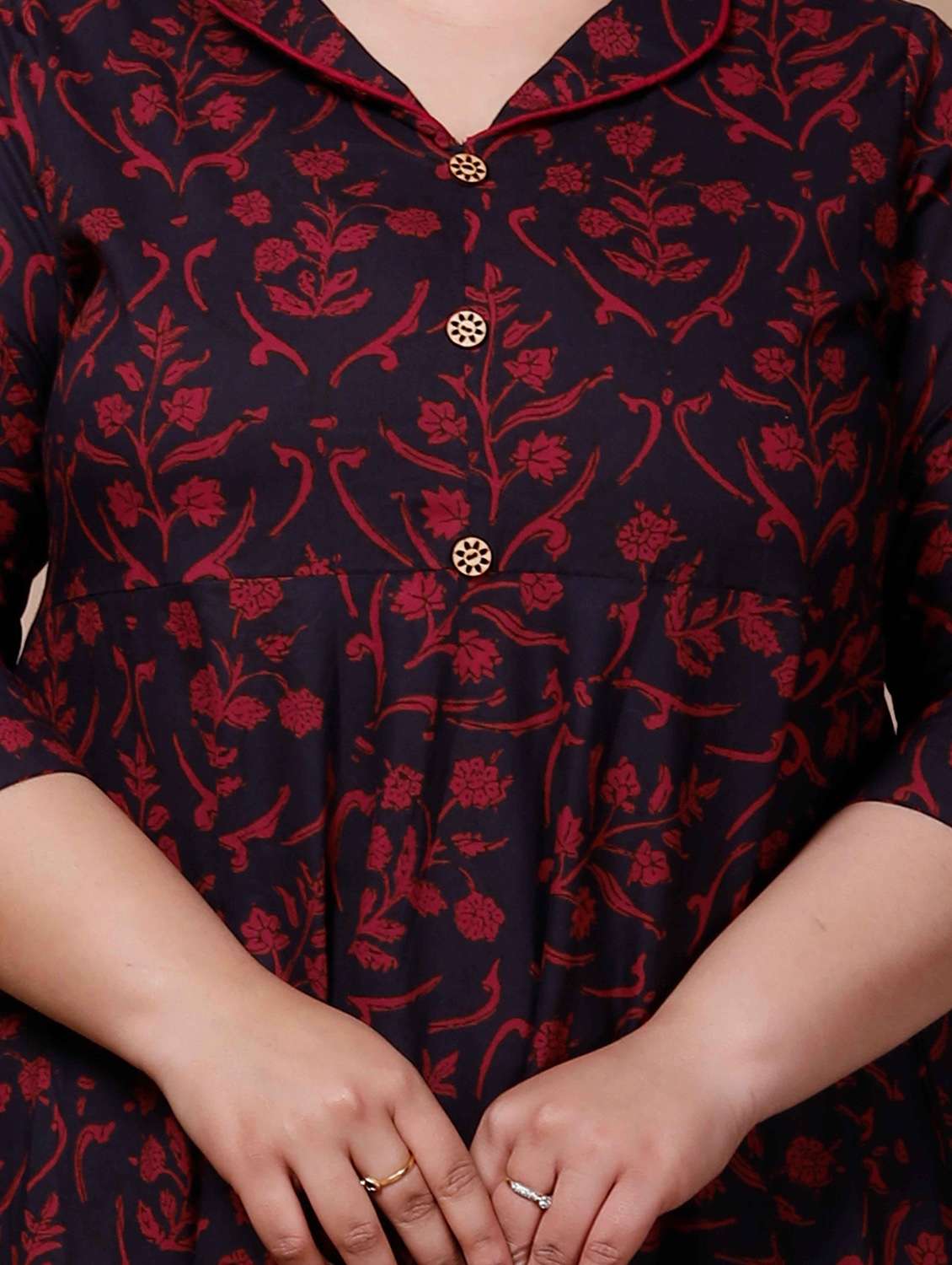 women plus size floral printed three quarter sleeve anarkali kurta - 22285536 -  Standard Image - 3