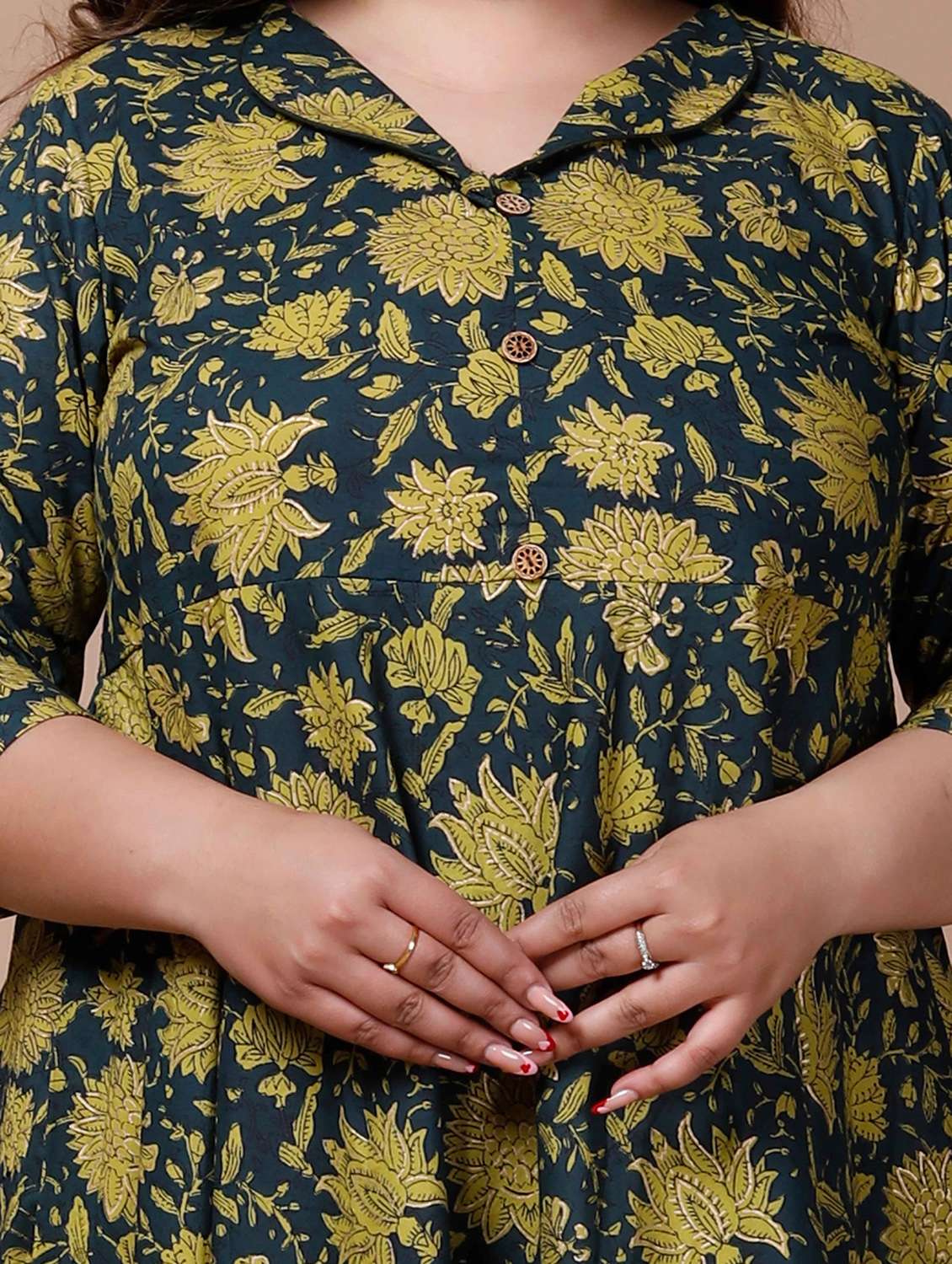 women printed three quarter sleeve anarkali kurta - 22285537 -  Standard Image - 3