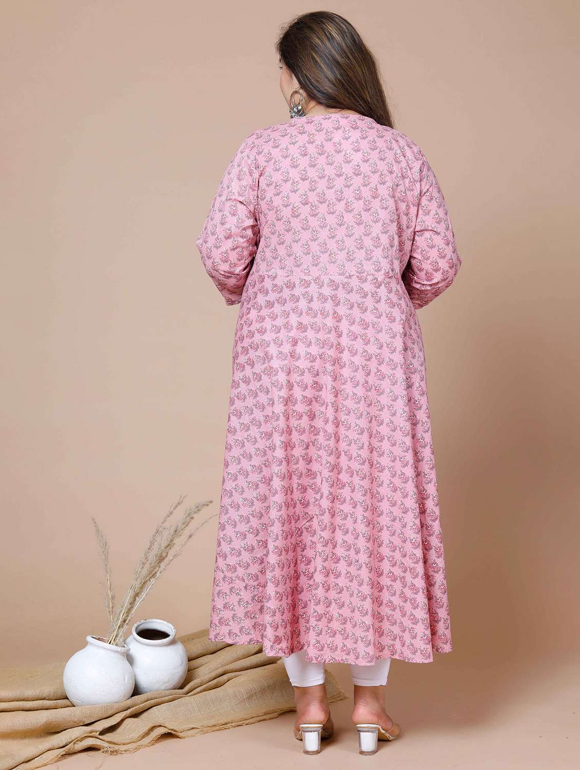 women printed three quarter sleeve anarkali kurta - 22285542 -  Standard Image - 3