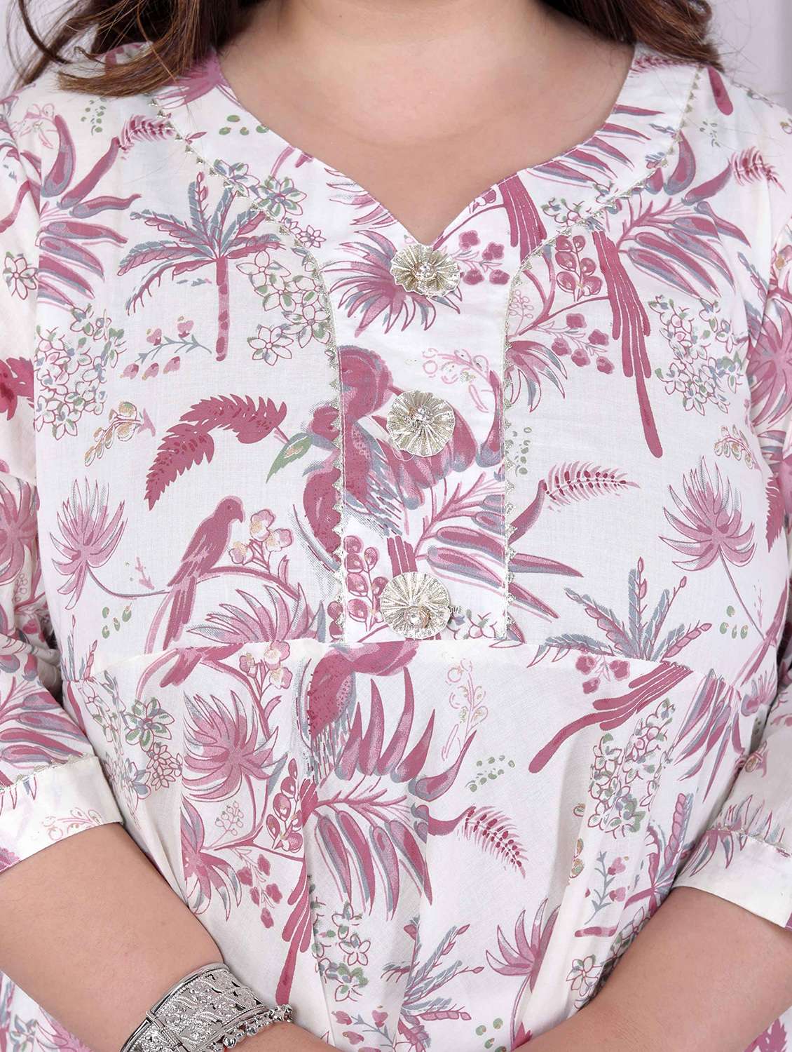 women plus size printed three quarter sleeve anarkali kurta - 22285545 -  Standard Image - 3