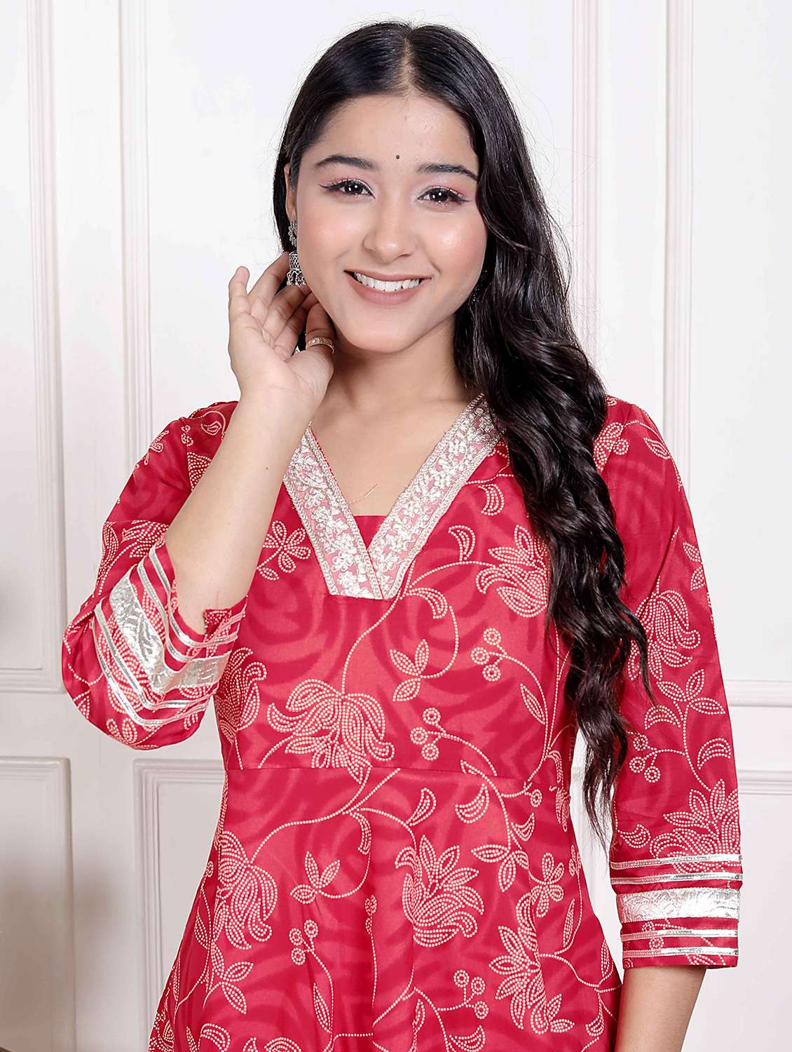 women printed three quarter sleeve anarkali kurta - 22285546 -  Standard Image - 3