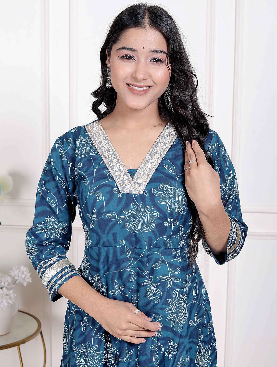 women printed three quarter sleeve anarkali kurta - 22285547 -  Standard Image - 3