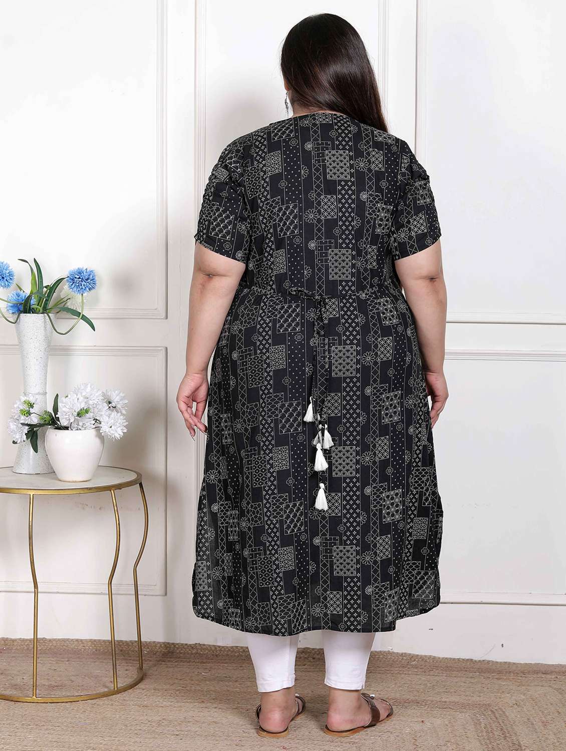 women plus size printed short sleeve a-liine kurta - 22285552 -  Standard Image - 3