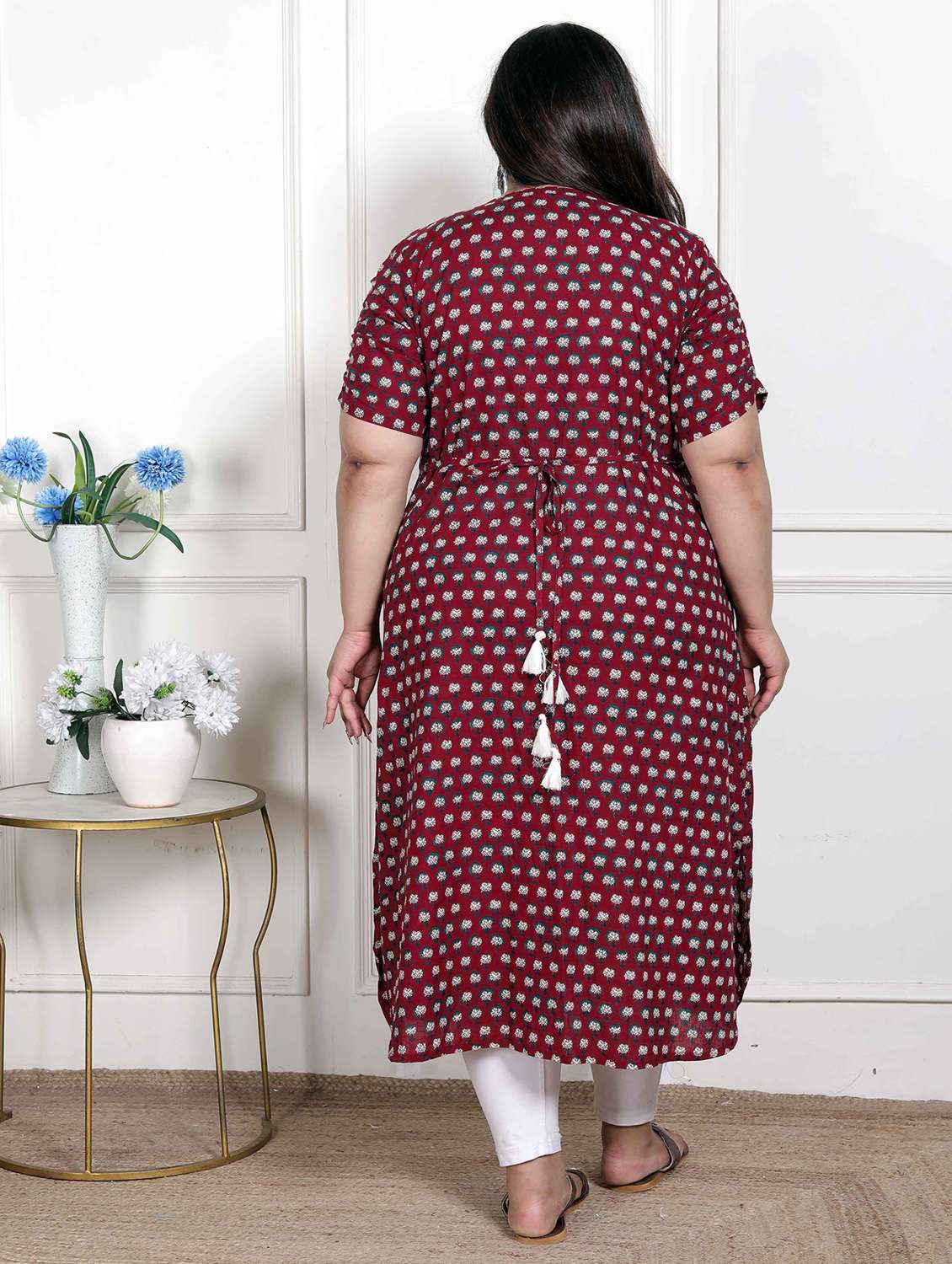 women plus size floral printed short sleeve a-liine kurta - 22285553 -  Standard Image - 3