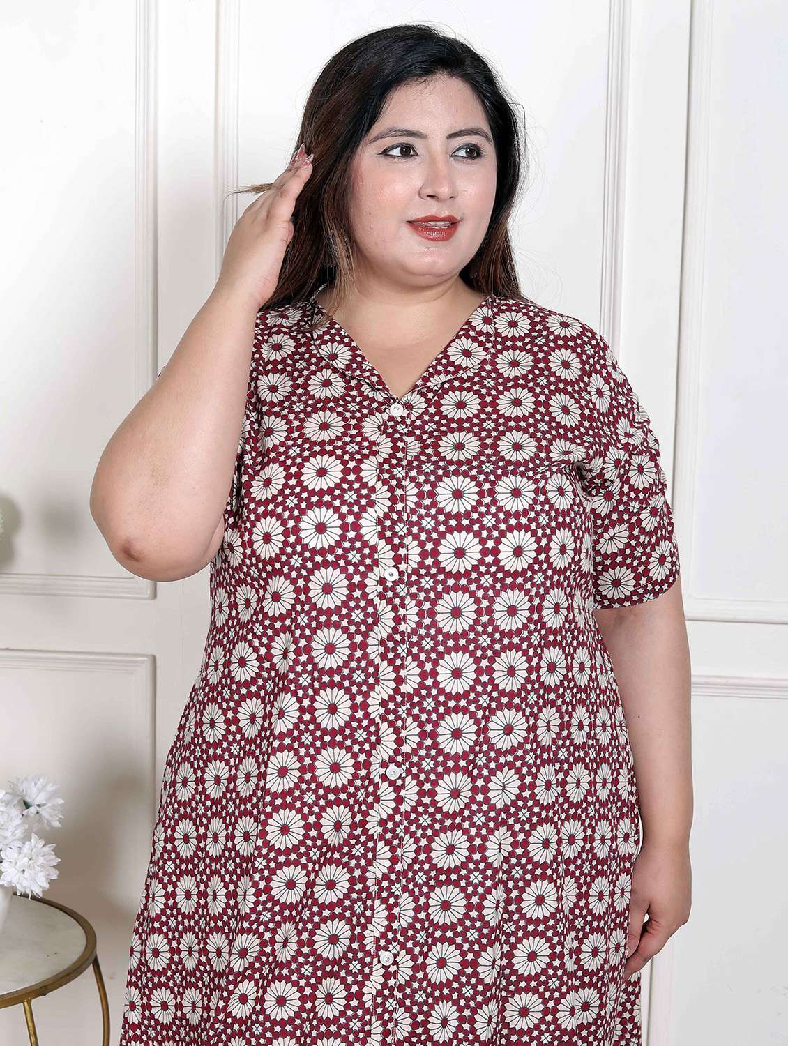 women plus size printed short sleeve a-liine kurta - 22285555 -  Standard Image - 5