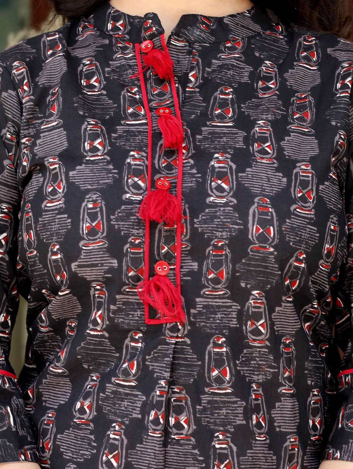 women printed three quarter sleeve kurta skirt set - 22285579 -  Standard Image - 5