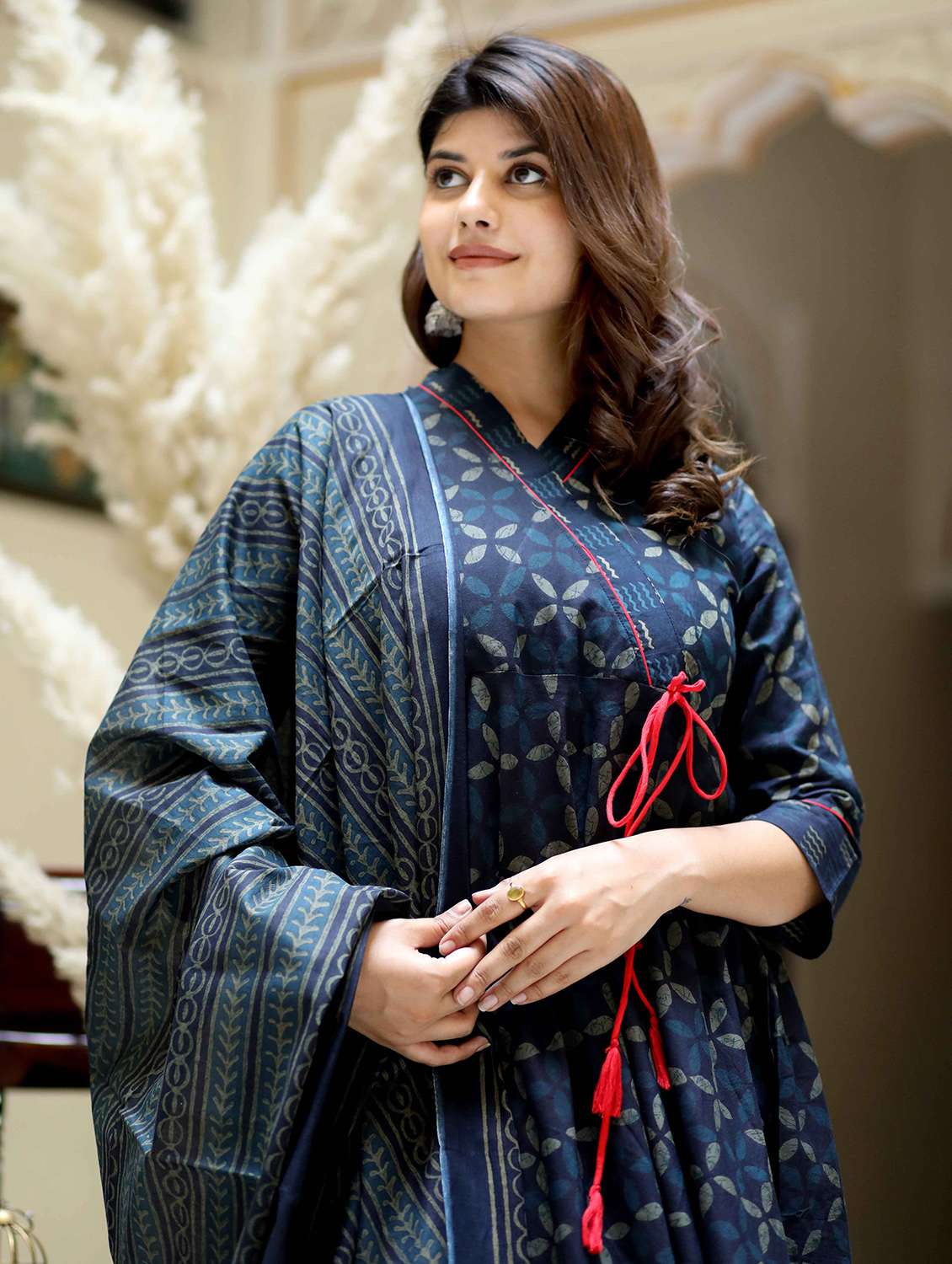 women printed three quarter sleeve kurta with dupatta set - 22285588 -  Standard Image - 5
