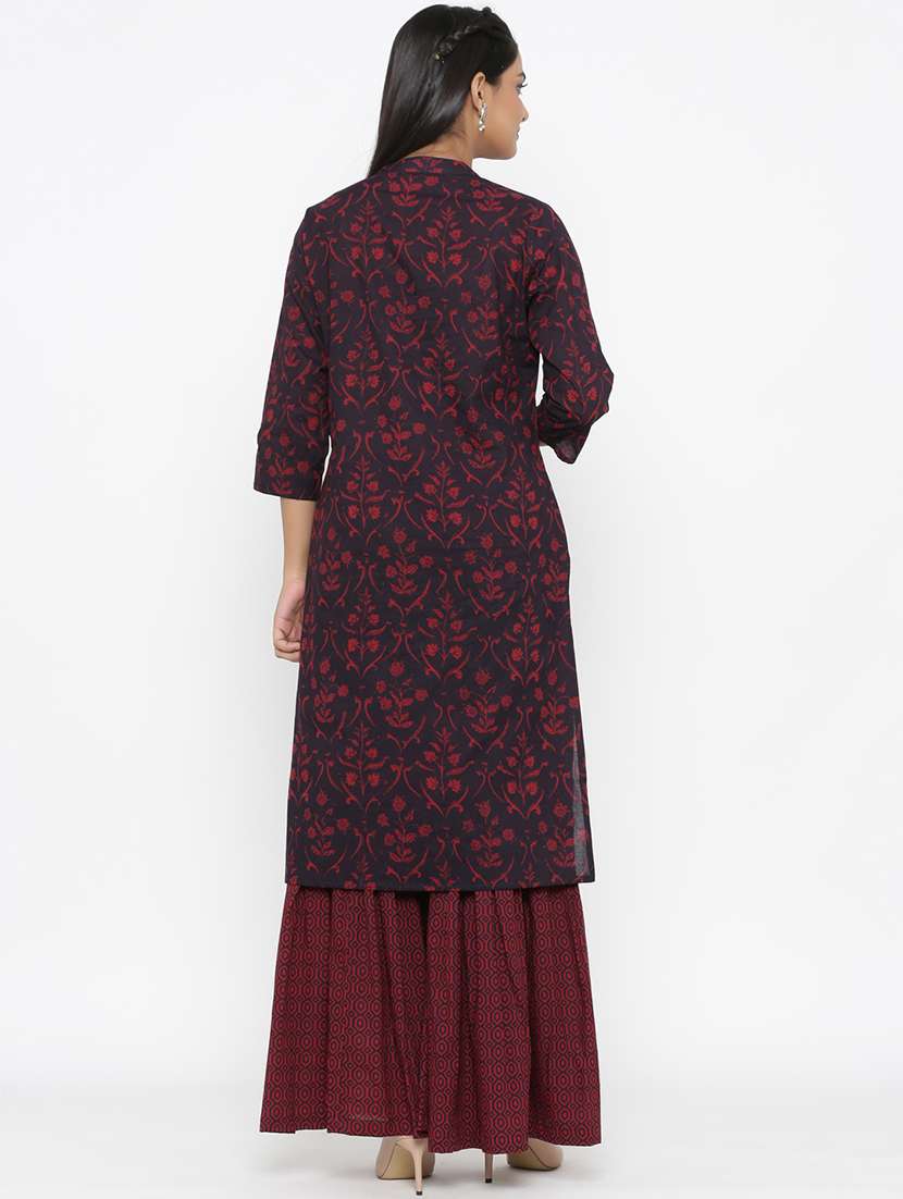 women printed three quarter sleeve kurta sharara set - 22285612 -  Standard Image - 3