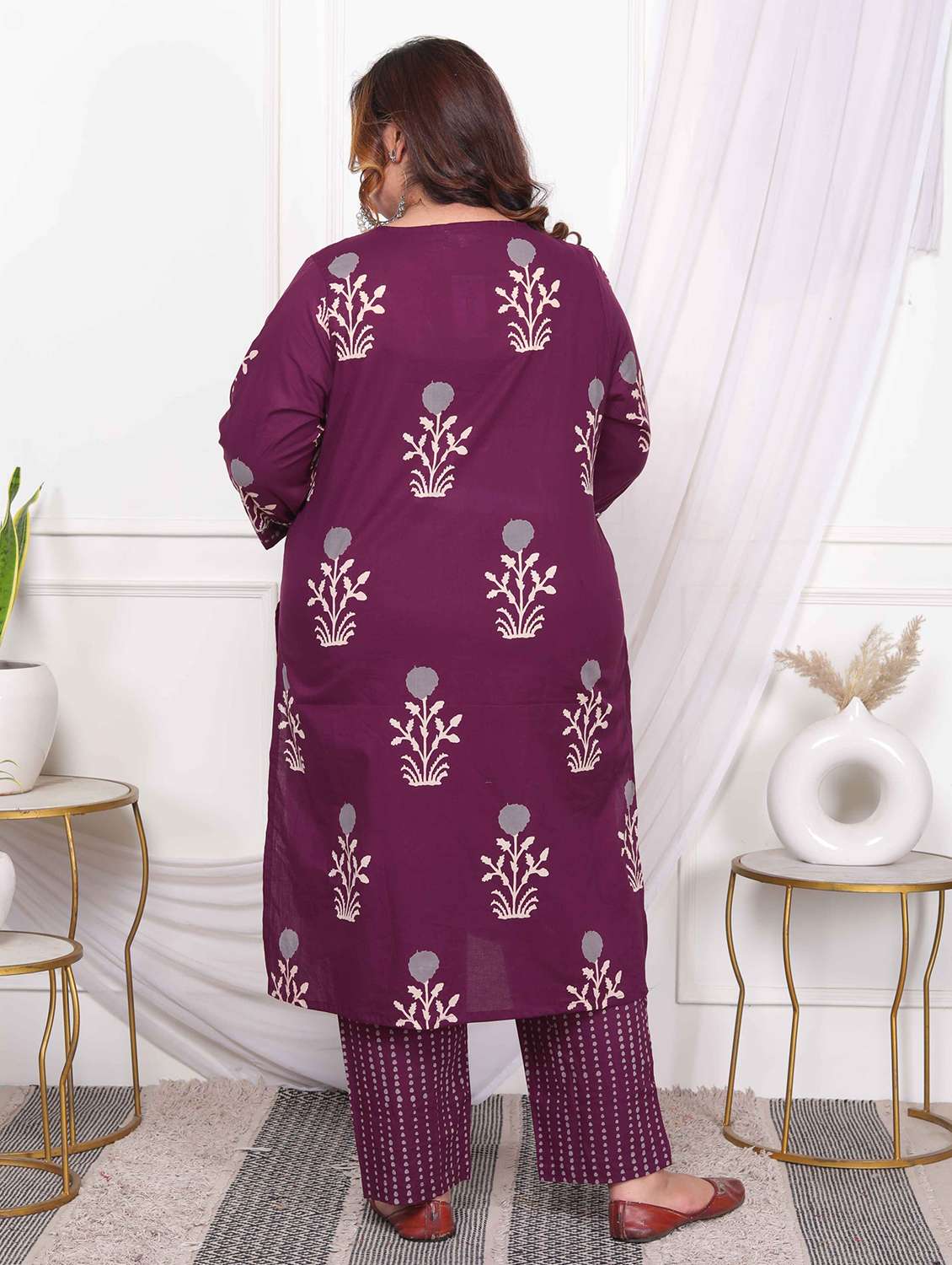 women plus size printed three quarter sleeve kurta pant with dupatta set - 22285620 -  Standard Image - 3