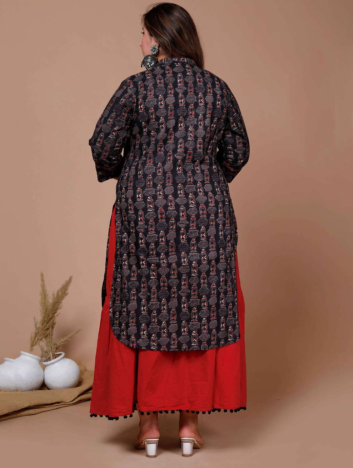 women plus size printed three quarter sleeve kurta skirt set - 22285637 -  Standard Image - 3