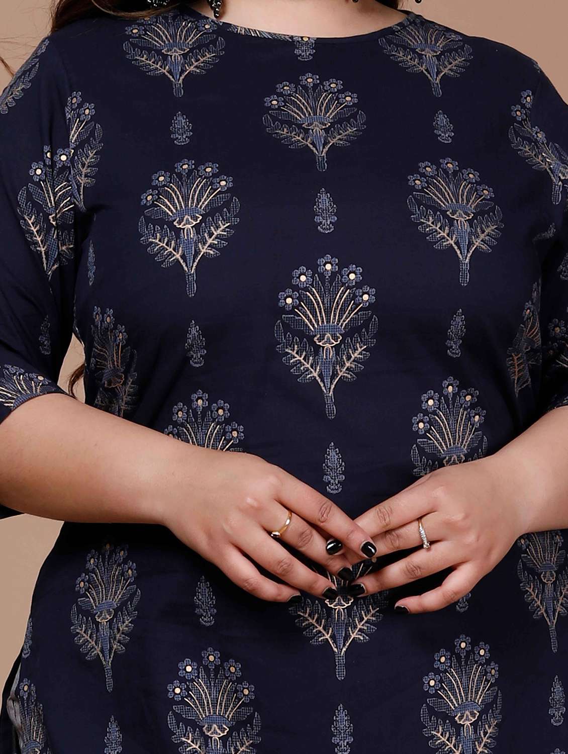 women plus size printed three quarter sleeve kurta sharara set - 22285644 -  Standard Image - 5