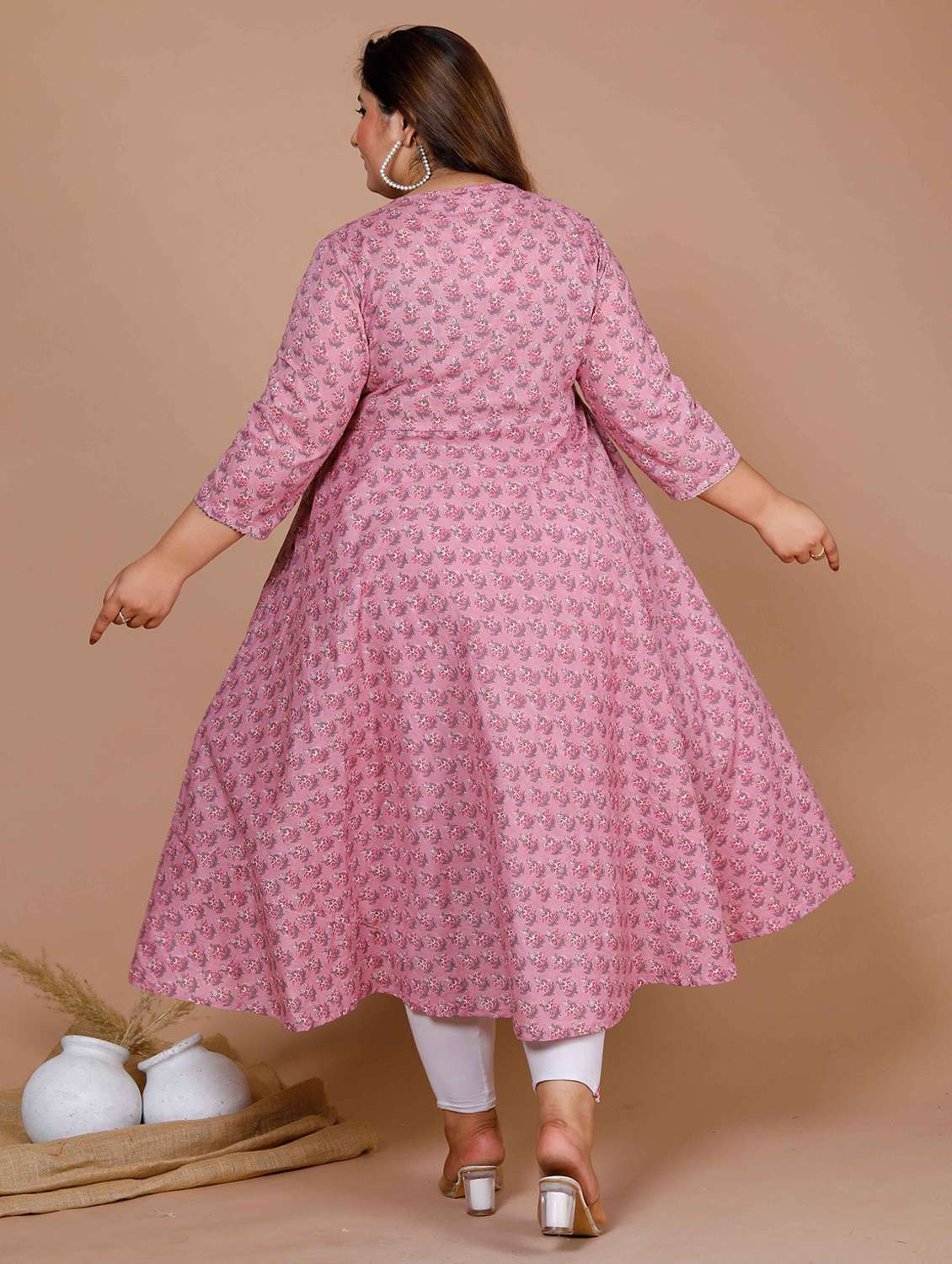 women plus size floral three quarter sleeve kurta with dupatta set - 22285663 -  Standard Image - 3