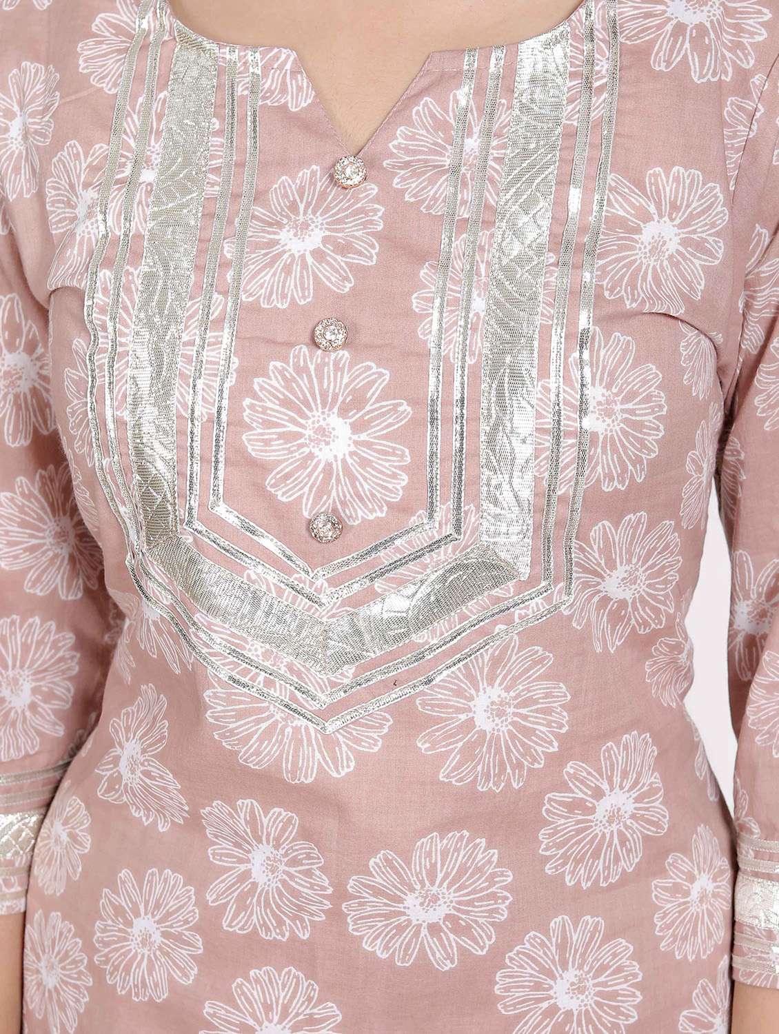 women floral three quarter sleeve kurta palazzo set - 22285670 -  Standard Image - 5