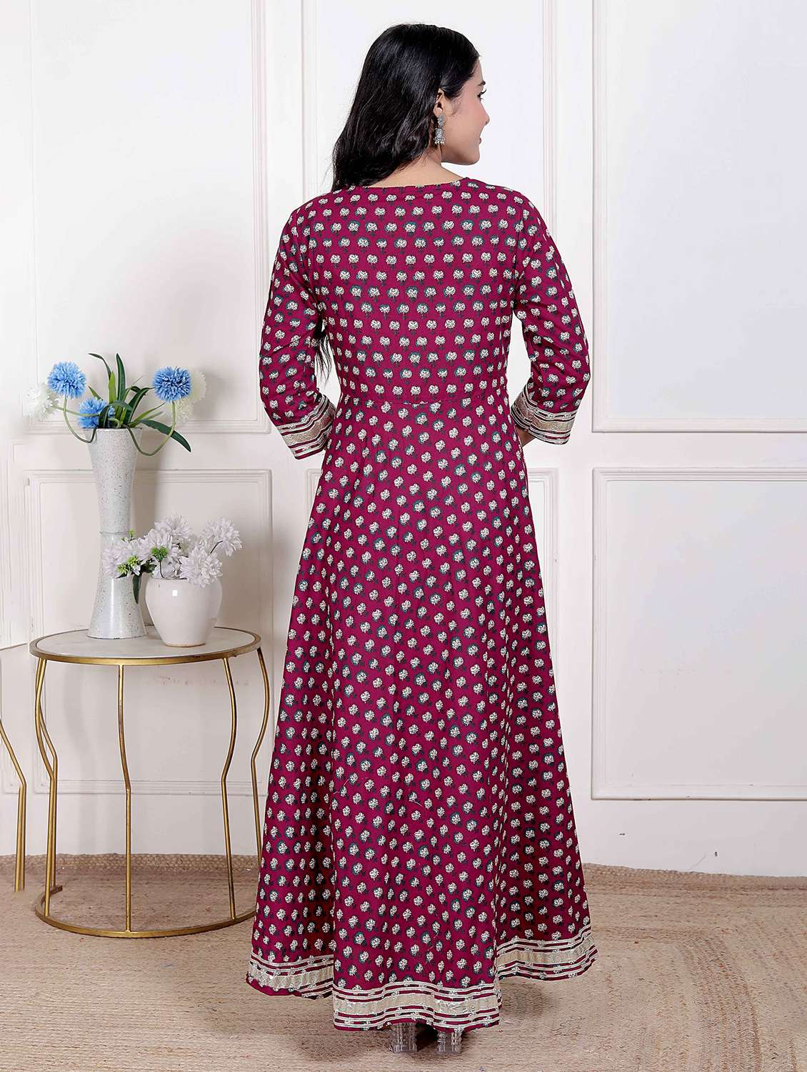 Women Floral Three Quarter Sleeve Kurta With Dupatta Set - 22285683 -  Standard Image - 3
