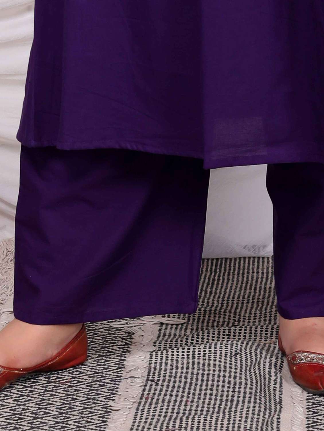 women plus size solid with work three quarter sleeve kurta pant with dupatta - 22285699 -  Standard Image - 5