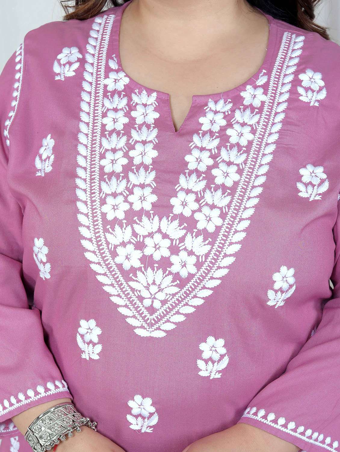 women plus size solid with work long sleeve kurta pant set - 22285700 -  Standard Image - 5
