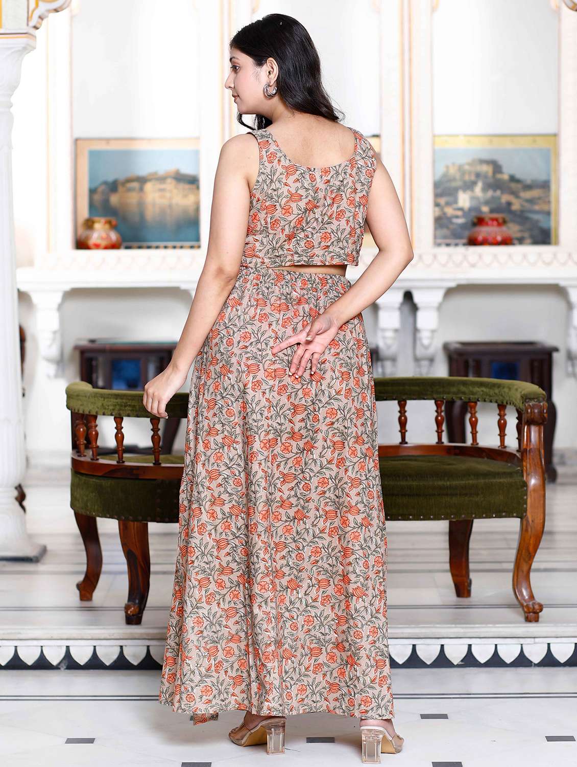 women printed top and skirt co-ord set - 22285707 -  Standard Image - 3