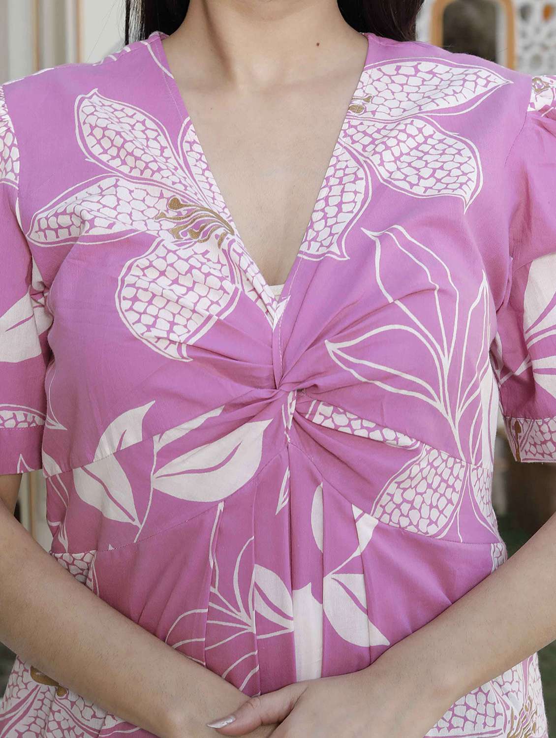 women printed puff sleeve a-line dress - 22285710 -  Standard Image - 5