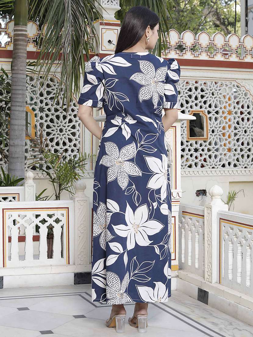 women printed puff sleeve a-line dress - 22285713 -  Standard Image - 3