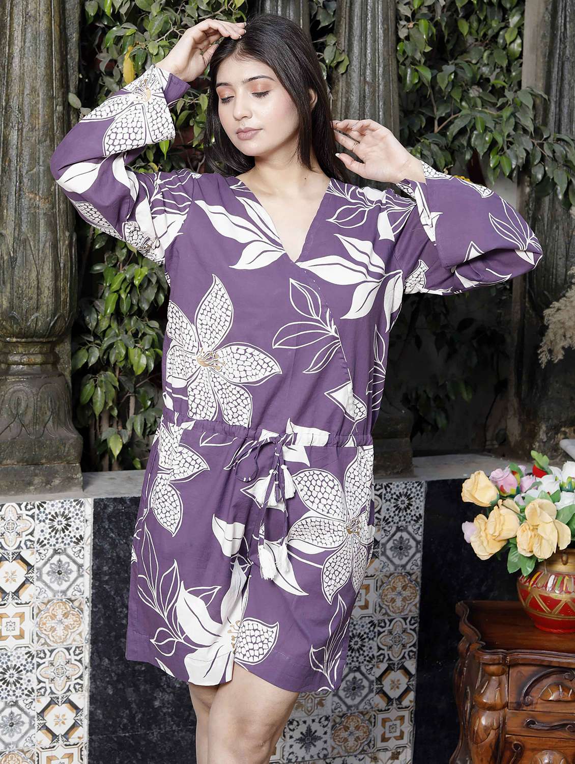 women floral print bell sleeve romper - 22285729 -  Standard Image - 3