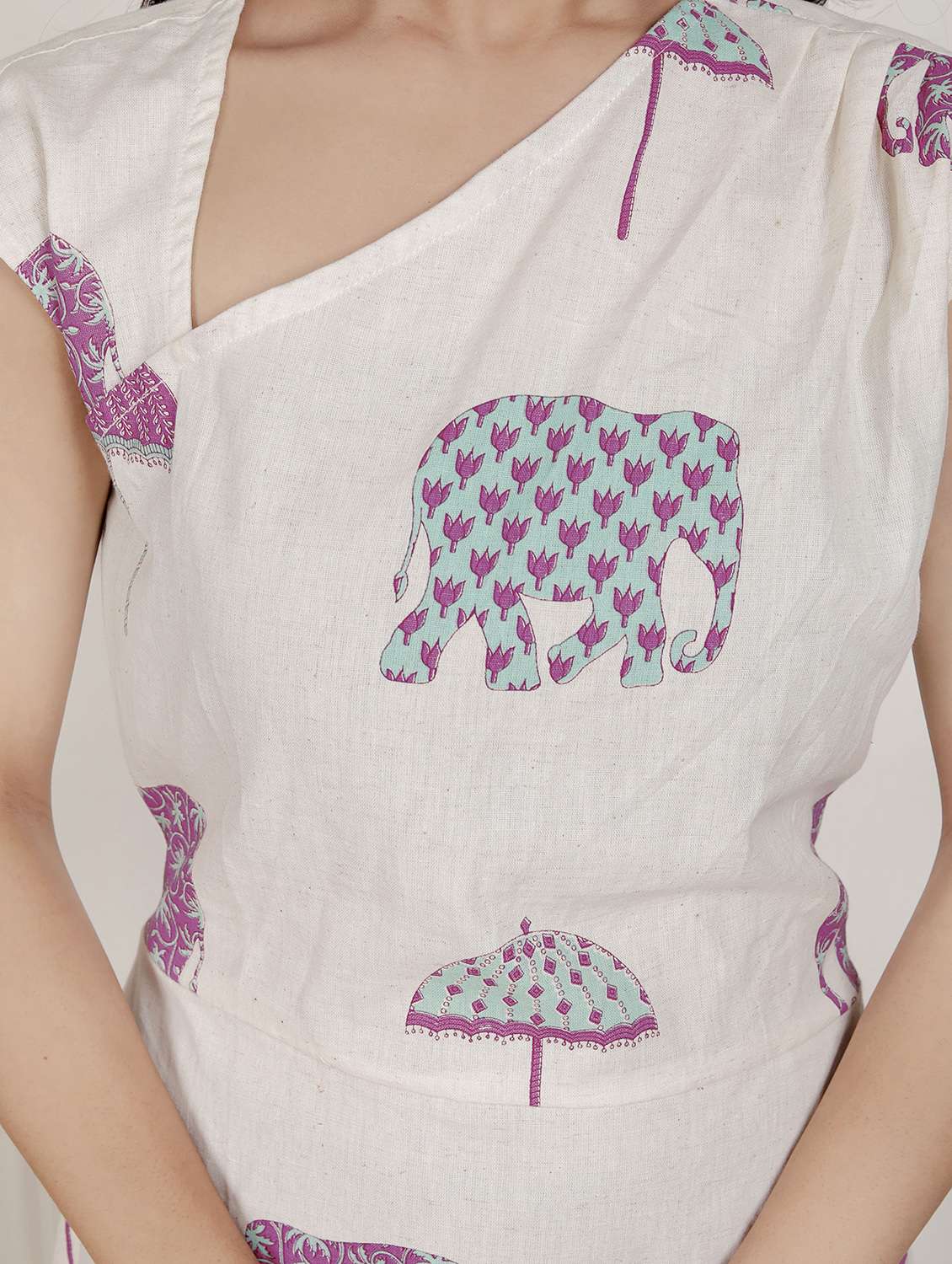 women printed cap sleeve a-line dress - 22285741 -  Standard Image - 5