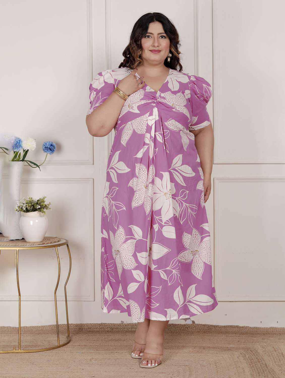 women plus size floral print puff sleeve dress - 22285742 -  Standard Image - 3