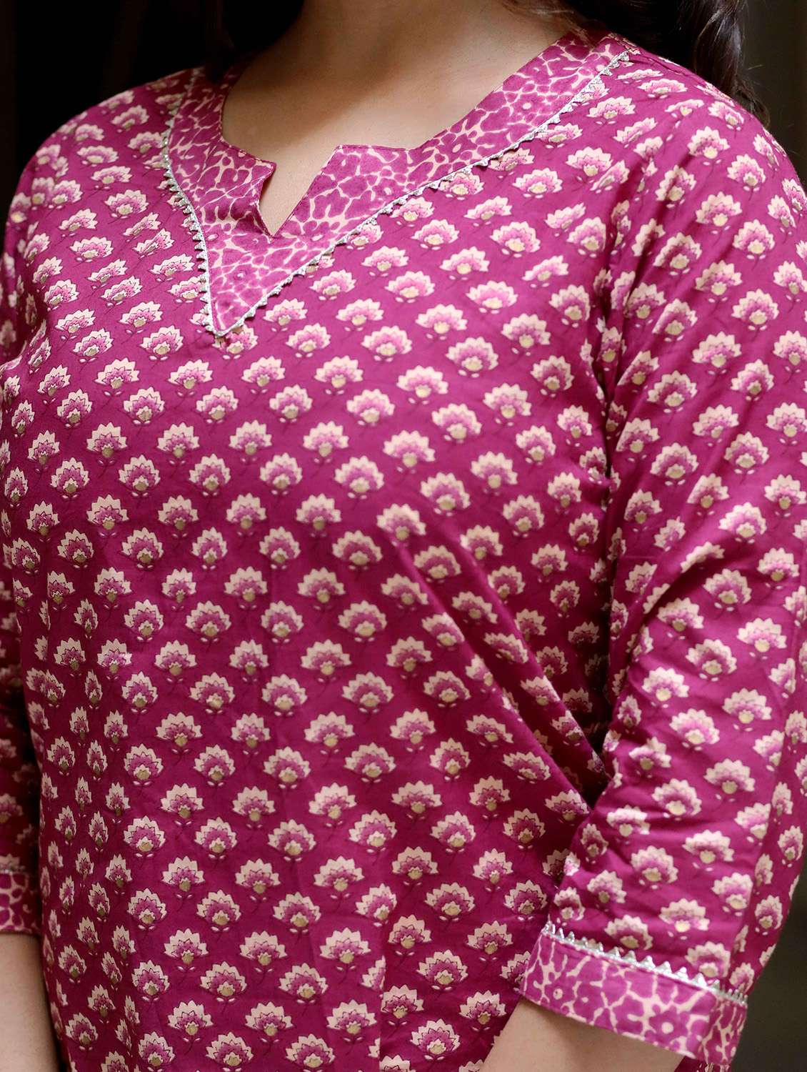 women printed three quarter sleeve straight kurti - 22285745 -  Standard Image - 5