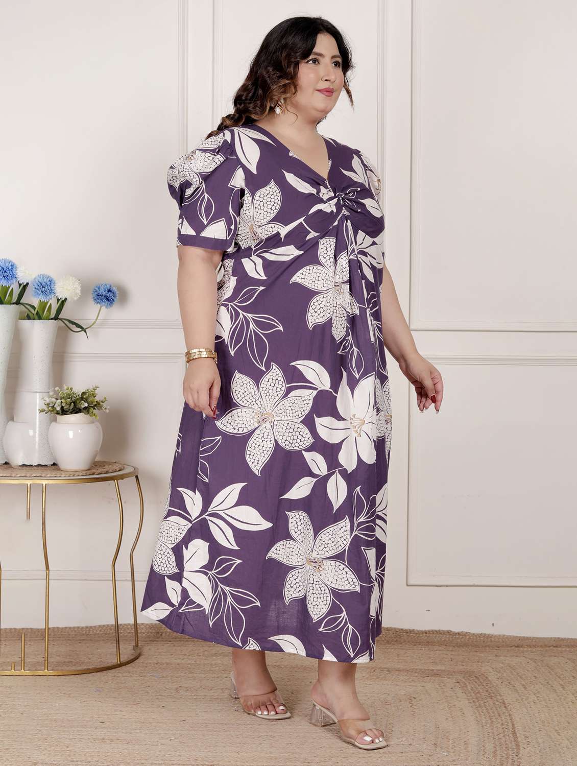 women plus size floral print puff sleeve dress - 22285746 -  Standard Image - 3