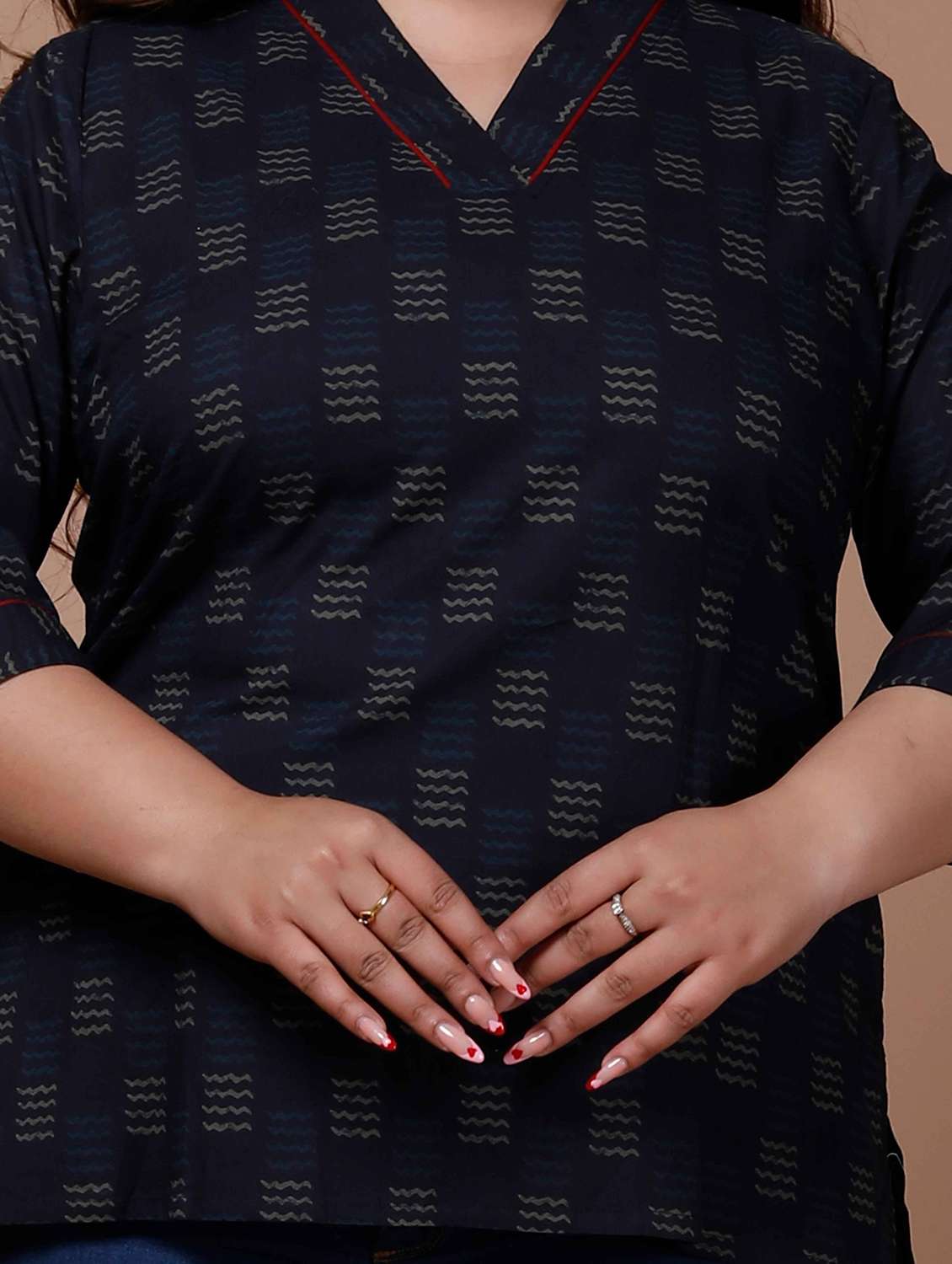 women printed three quarter sleeve straight kurti - 22285747 -  Standard Image - 5