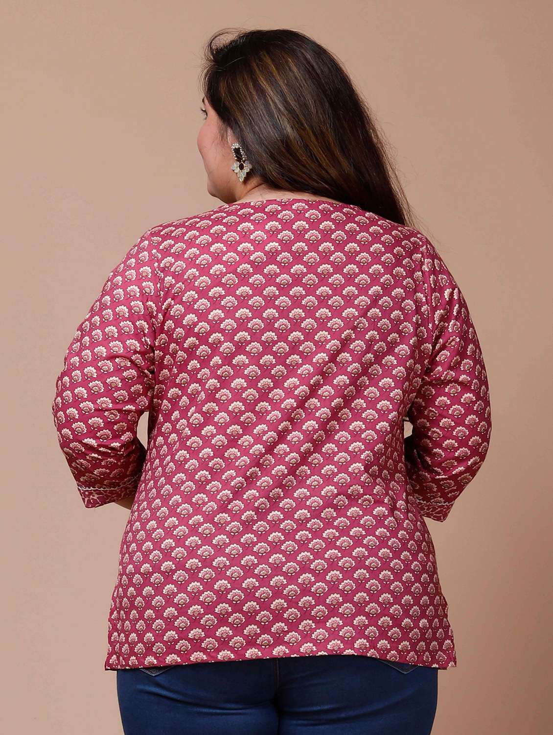 women printed three quarter sleeve straight kurti - 22285748 -  Standard Image - 3