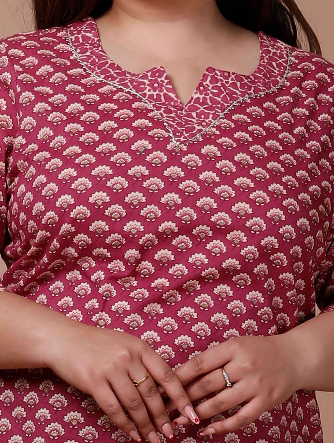 women printed three quarter sleeve straight kurti - 22285748 -  Standard Image - 5