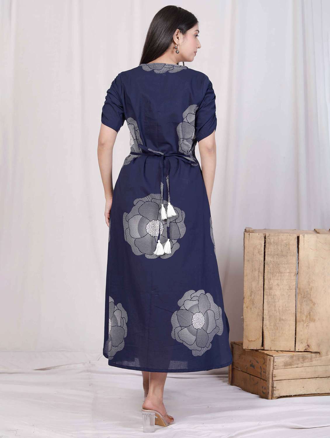 women printed puff sleeve a-line dress - 22285760 -  Standard Image - 3