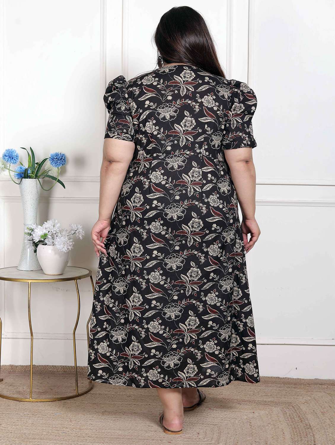 women printed puff sleeve a-line dress - 22285768 -  Standard Image - 3