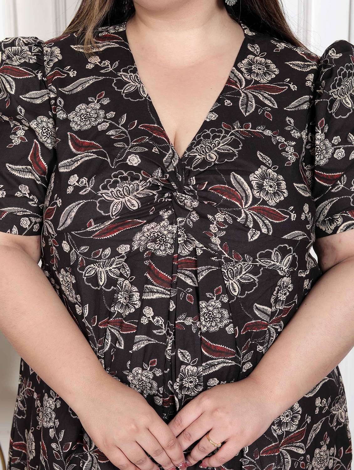 women printed puff sleeve a-line dress - 22285768 -  Standard Image - 5