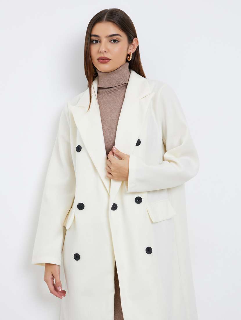 women solid long sleeve trench coat - 22285783 -  Standard Image - 3