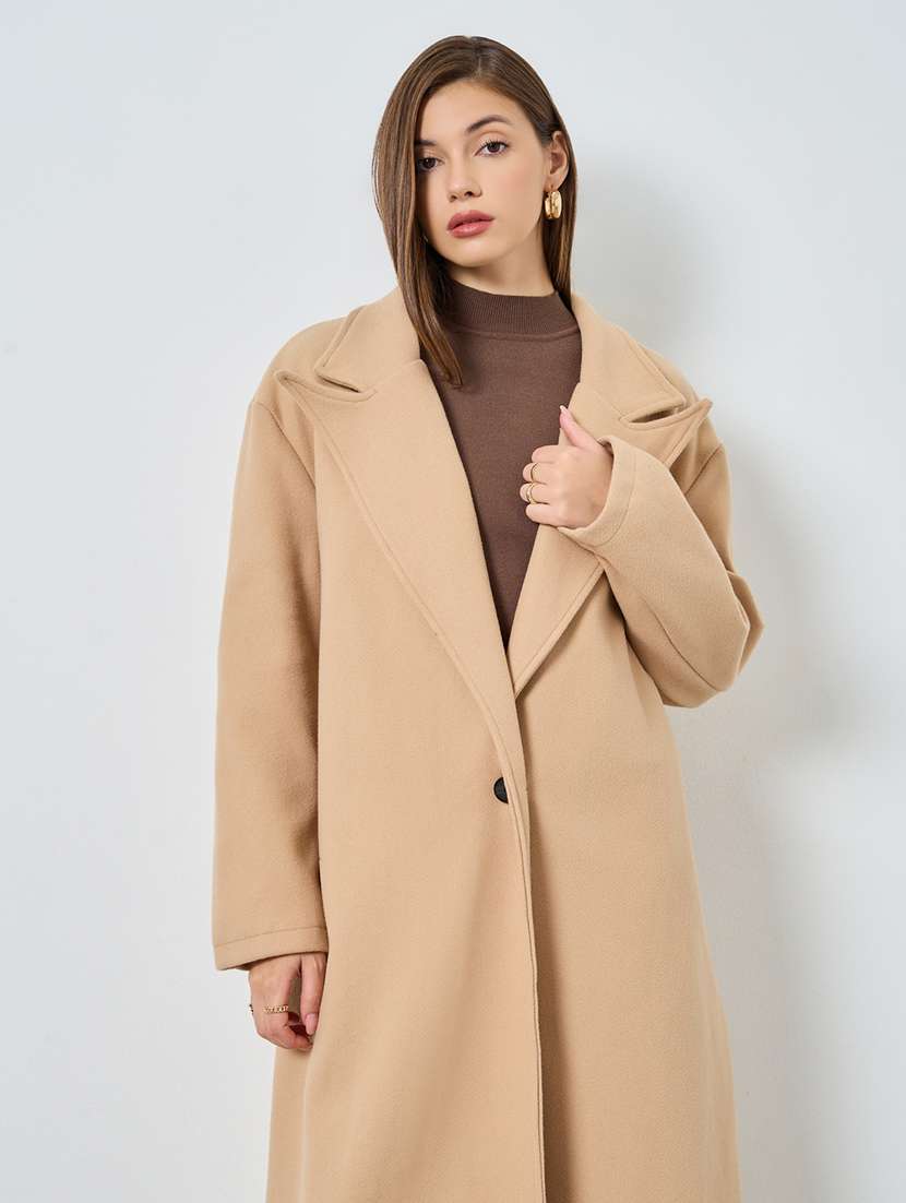 women solid long sleeve trench coat - 22285793 -  Standard Image - 3