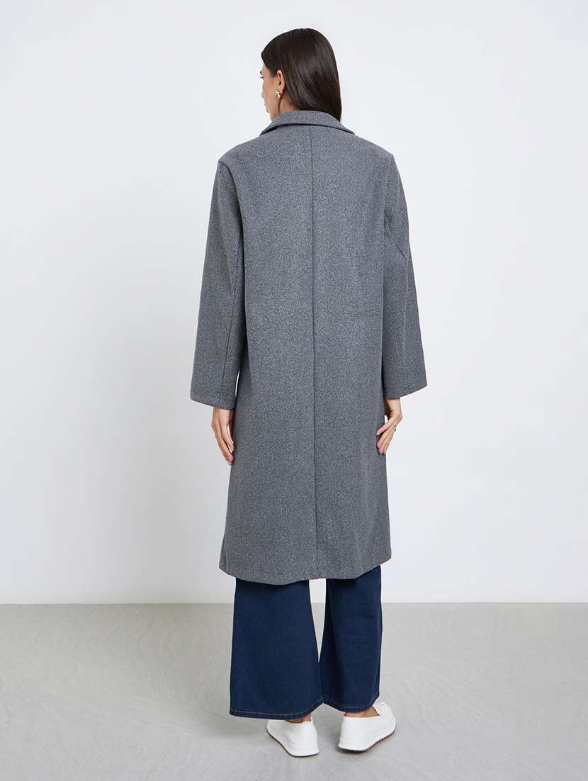 women solid long sleeve trench coat - 22285796 -  Standard Image - 3