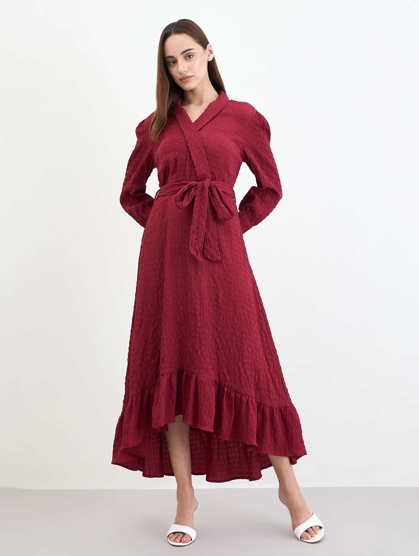 women self designed puff sleeve tiered dress