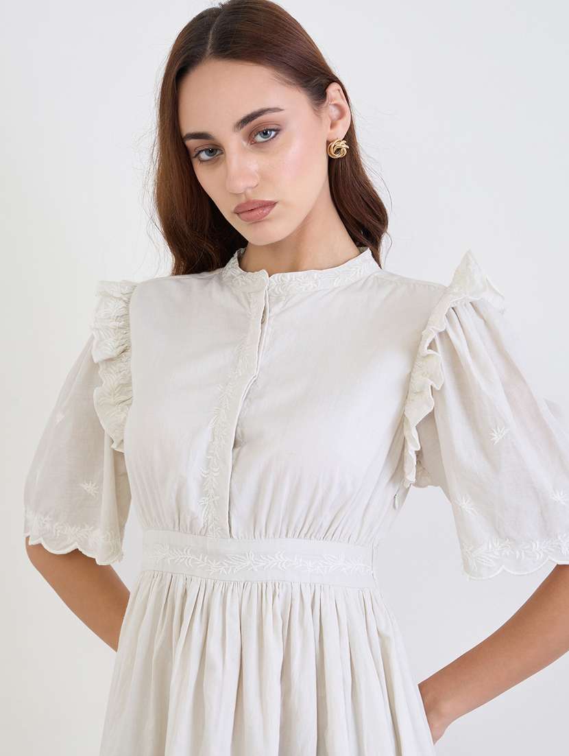 women embroidered puff sleeve tiered dress - 22285809 -  Standard Image - 3