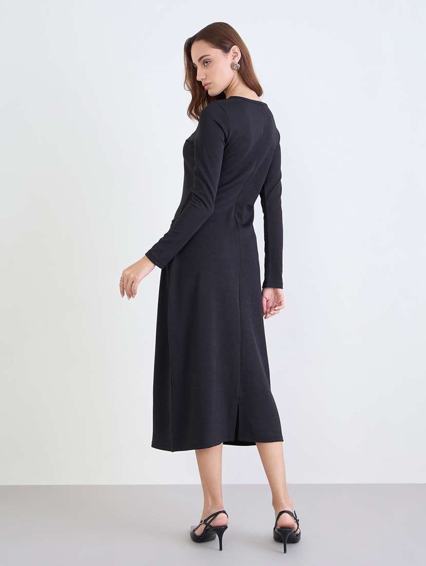 women solid long sleeve sheath dress - 22285813 -  Standard Image - 3
