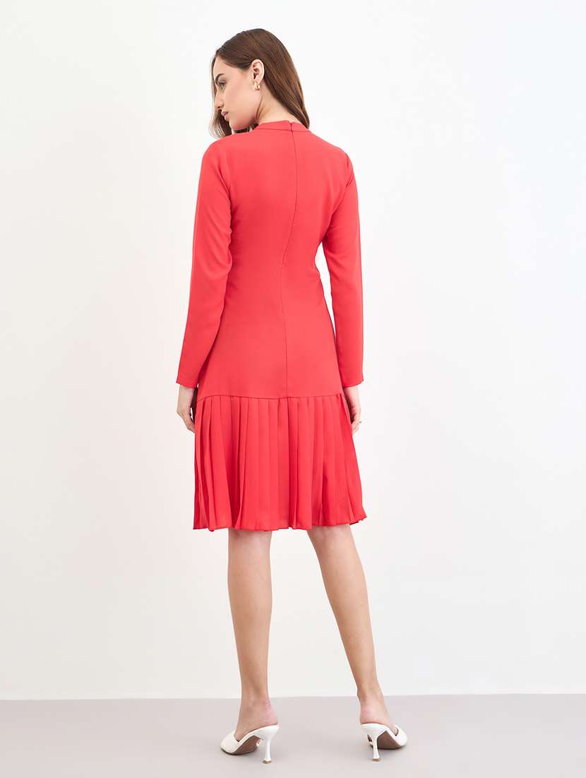 women solid long sleeve tiered dress - 22285822 -  Standard Image - 3