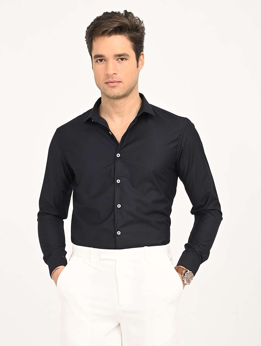 men solid long sleeve regular fit formal shirt