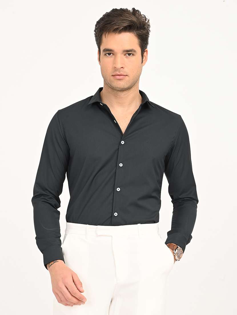 men solid long sleeve regular fit formal shirt