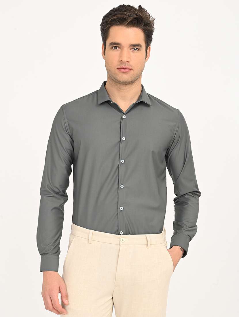 men solid long sleeve regular fit formal shirt