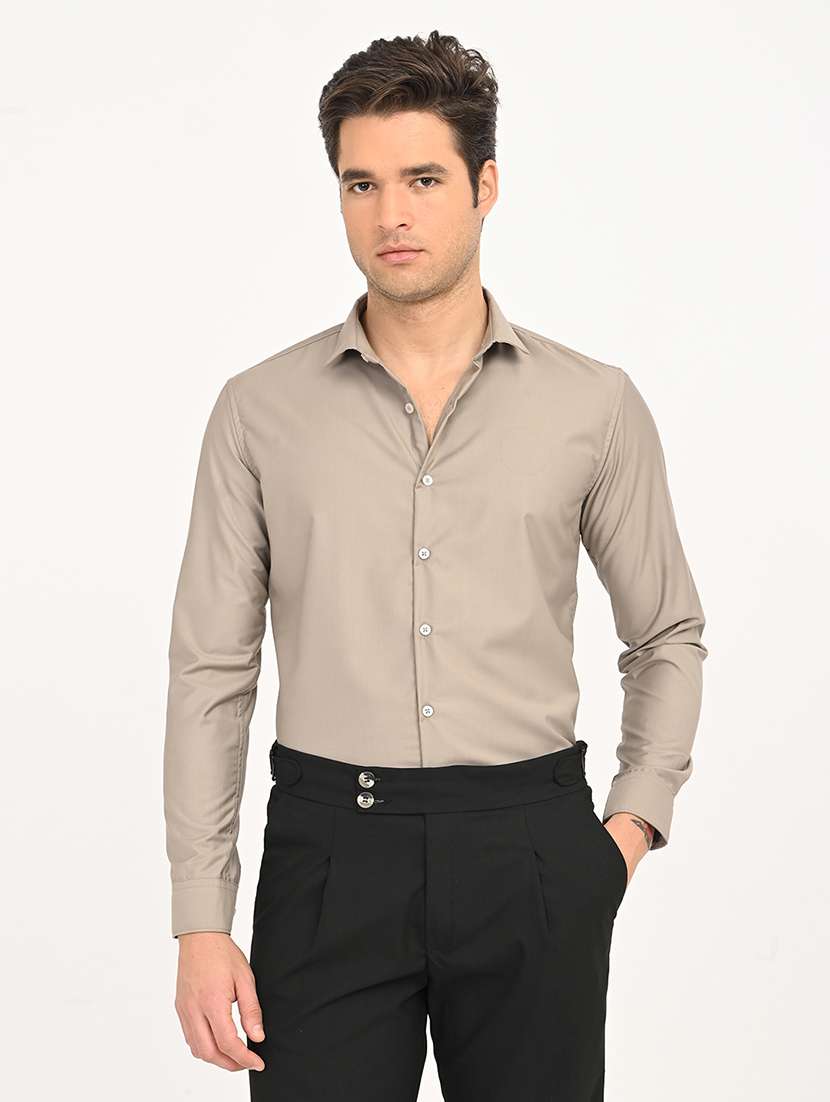 men solid long sleeve regular fit formal shirt